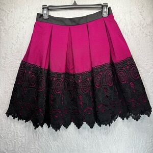 Magenta Pleated Full Skirt Black Floral Butterfly Lace Closet London Whimsigoth